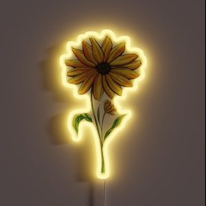 Watercolor Sunflower RGB Neon Sign