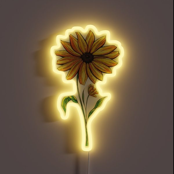 Watercolor Sunflower RGB Neon Sign