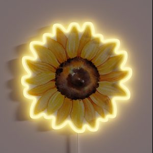 Watercolor Sunflowers Hand Painted Yellow Flower RGB Neon Sign