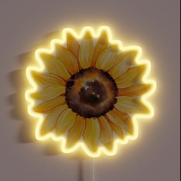 Watercolor Sunflowers Hand Painted Yellow RGB Neon Sign
