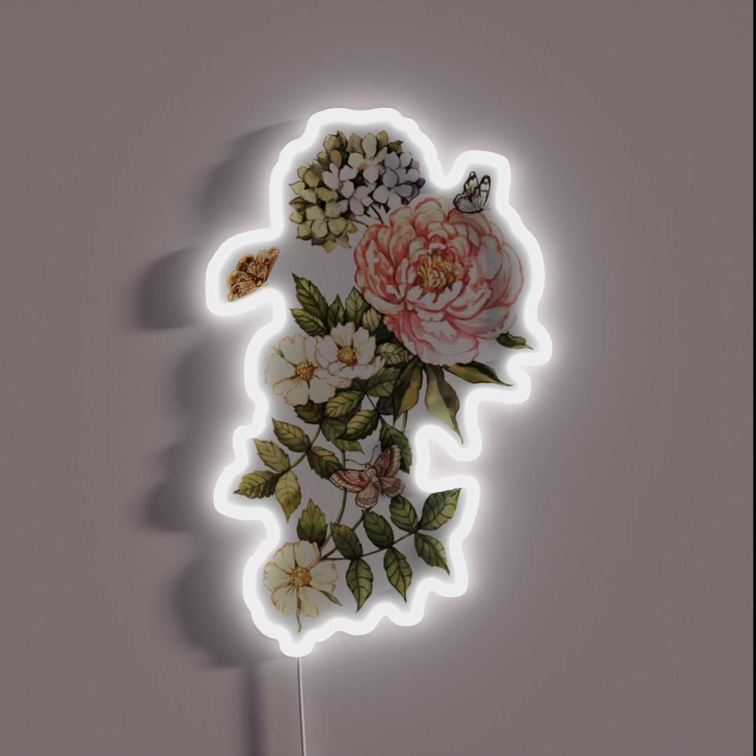 Watercolor Vintage Floral Motifs RGB Neon Sign