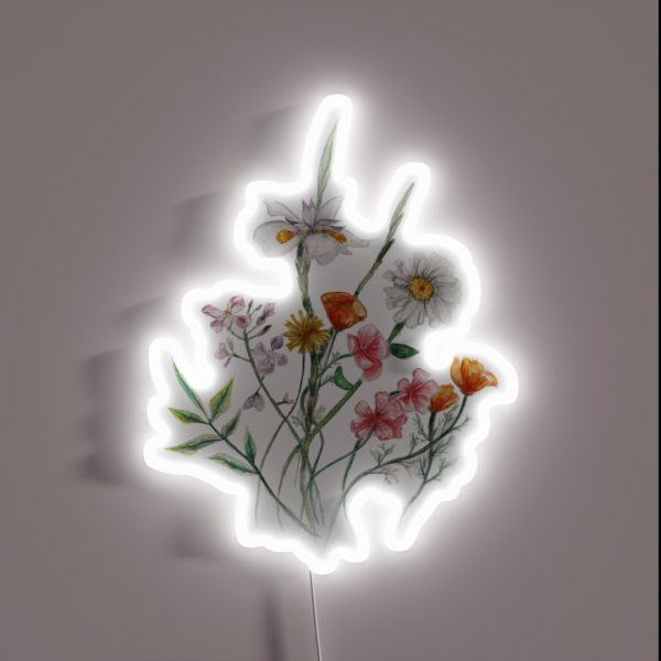 Watercolor Wildflowers RGB Neon Sign