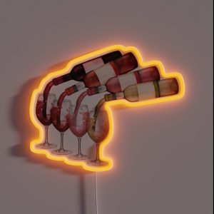 Watercolor Wine Bottles And Glasses RGB Neon Sign Watercolor Wine Bottles And Glasses RGB Neon Sign