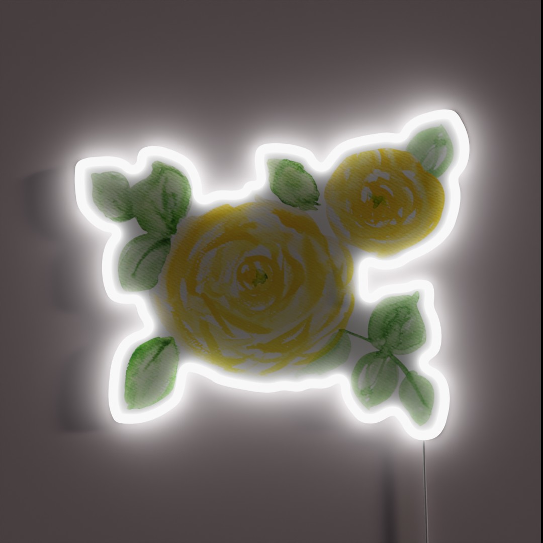 Watercolor Yellow Roses RGB Neon Sign Watercolor Yellow Roses RGB Neon Sign