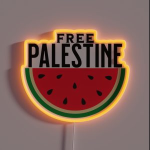 Watermelon Free Palestine Free Gaza Arabic RGB Neon Sign