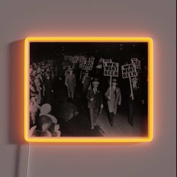 We Want Beer Prohibition Protest 1931 Vintage RGB Neon Sign