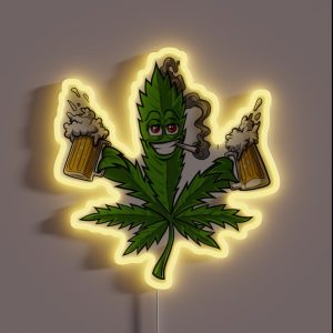 Weed Leaf Beer Lover RGB Neon Sign