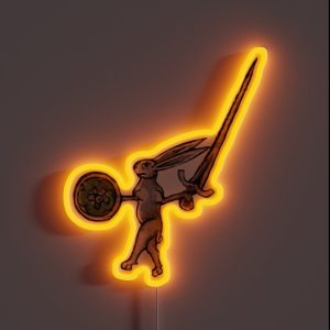 Weird Medieval Killer Rabbit With Sword RGB Neon Sign