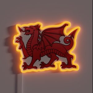 Welsh Red Dragon Leather Texture RGB Neon Sign Welsh Red Dragon Leather Texture RGB Neon Sign