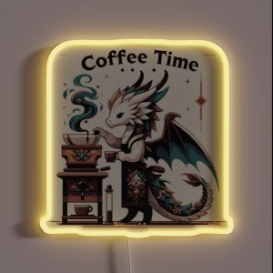 Whimsical Brewmaster Dragon Coffee Time RGB Neon Sign Whimsical Brewmaster Dragon Coffee Time RGB Neon Sign