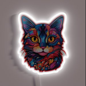Whimsical Cat Bursting With Colour And Charm RGB Neon Sign Whimsical Cat Bursting With Colour And Charm RGB Neon Sign