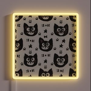 Whimsical Cat Doodles Playful Pattern RGB Neon Sign Whimsical Cat Doodles Playful Pattern RGB Neon Sign