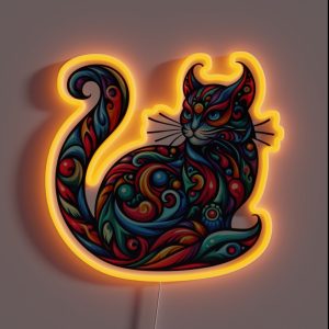 Whimsical Feline A Symphony Of Colors RGB Neon Sign Whimsical Feline A Symphony Of Colors RGB Neon Sign