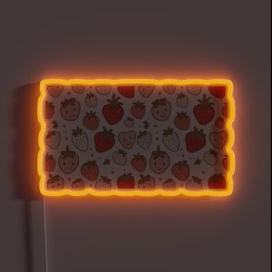 Whimsical Strawberry Delight Playful Fruit Pattern RGB Neon Sign