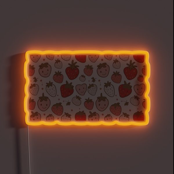 Whimsical Strawberry Delight Playful Fruit RGB Neon Sign