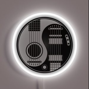 White And Black Acoustic Electric Guitars Yin Yang RGB Neon Sign
