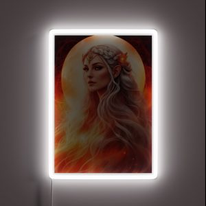 White Braided Hair Female Fantasy Retro Vintage Poster RGB Neon Sign