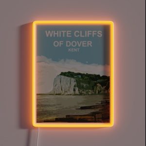 White Cliffs Of Dover Kent Travel Poster Gift RGB Neon Sign