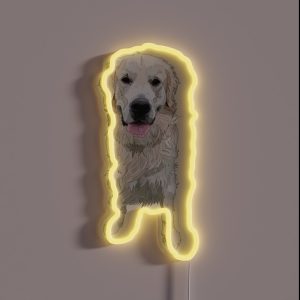 White Golden Retriever RGB Neon Sign White Golden Retriever RGB Neon Sign