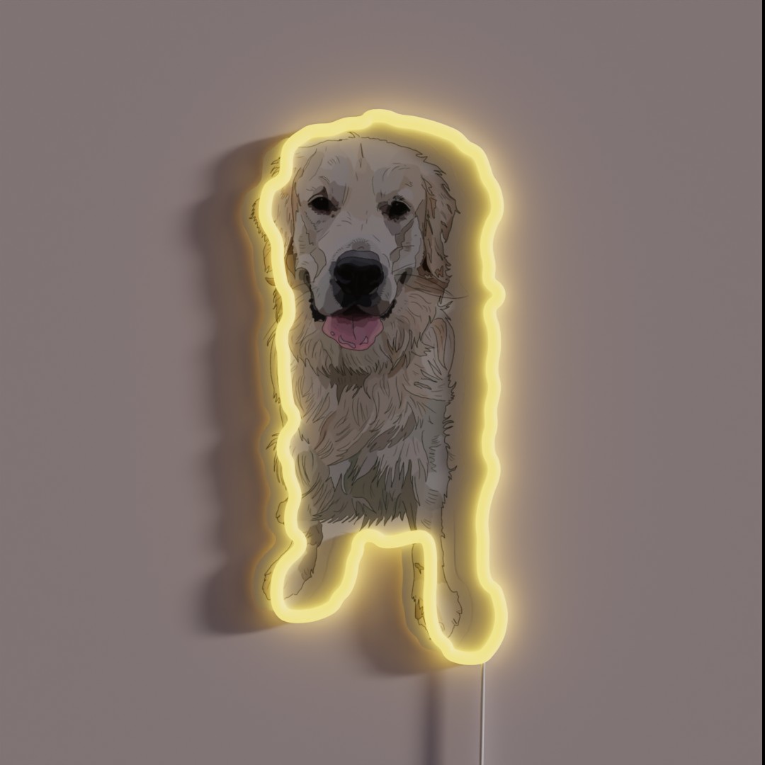White Golden Retriever RGB Neon Sign White Golden Retriever RGB Neon Sign