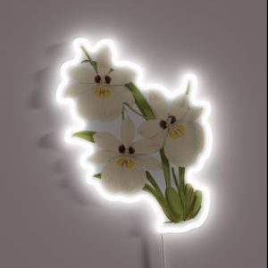 White Orchid Botanical Illustration RGB Neon Sign