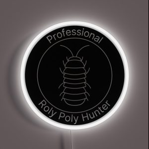 White Professional Roly Poly Hunter Badge RGB Neon Sign White Professional Roly Poly Hunter Badge RGB Neon Sign