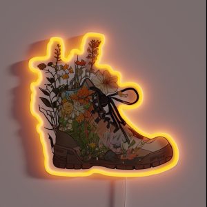 Wild Flower Hiking Boots RGB Neon Sign Wild Flower Hiking Boots RGB Neon Sign