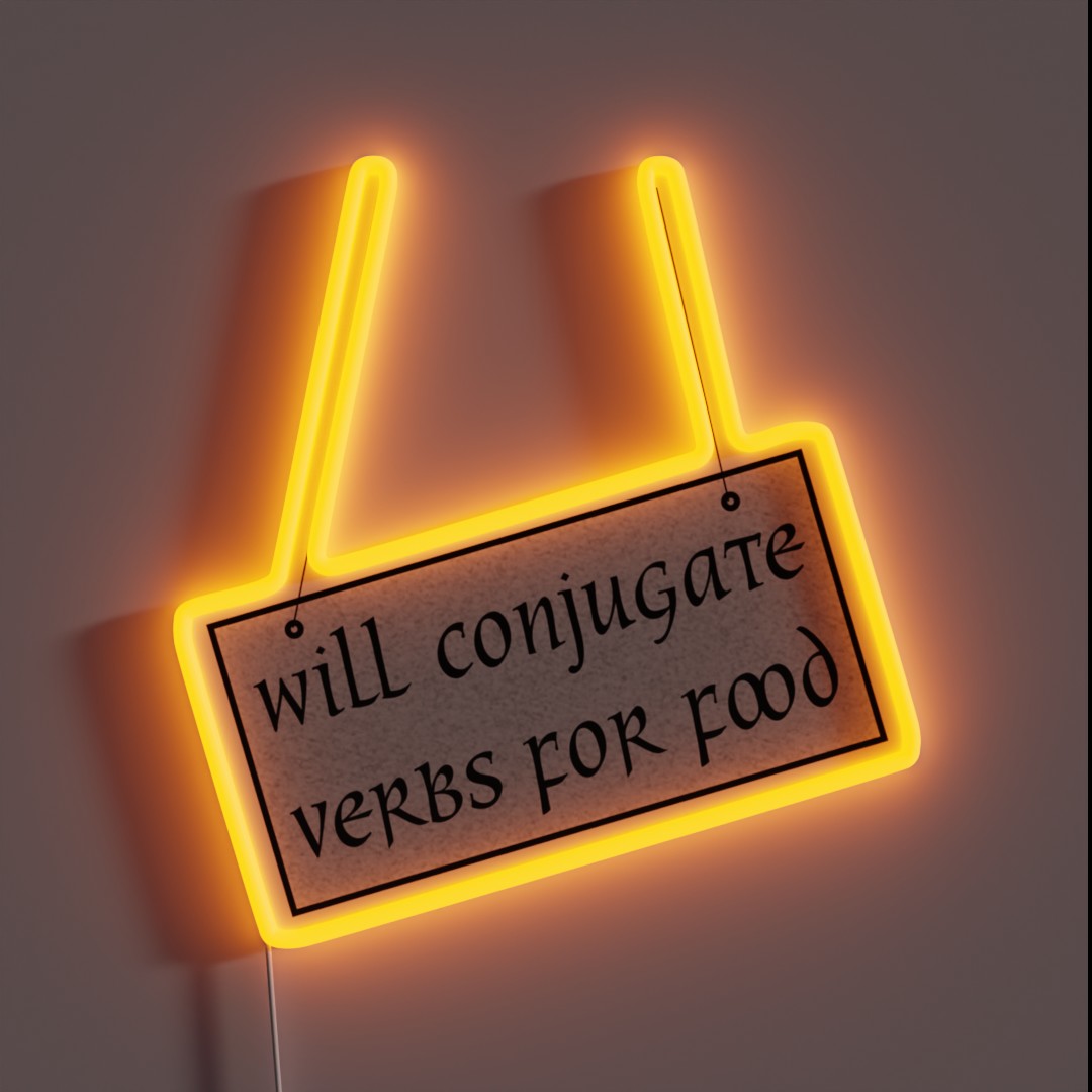 Will Conjugate Verbs For Food RGB Neon Sign Will Conjugate Verbs For Food RGB Neon Sign