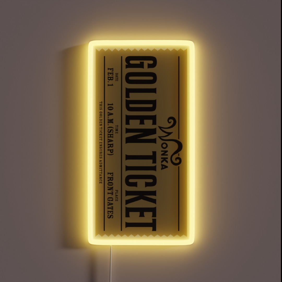 Willy Wonka S Golden Ticket Charlie And The RGB Neon Sign Willy Wonka S Golden Ticket Charlie And The RGB Neon Sign