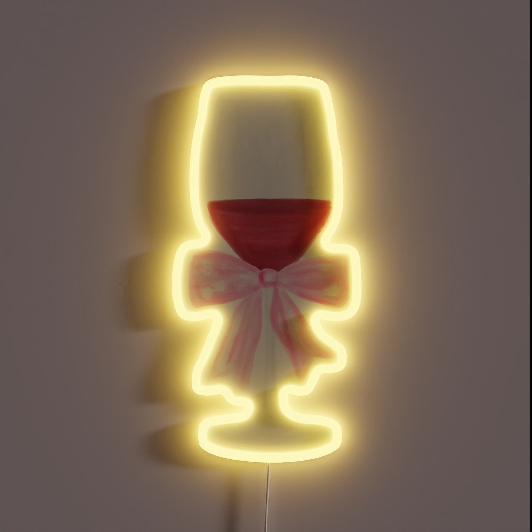 Wine And Bow Watercolor Drawing RGB Neon Sign Wine And Bow Watercolor Drawing RGB Neon Sign