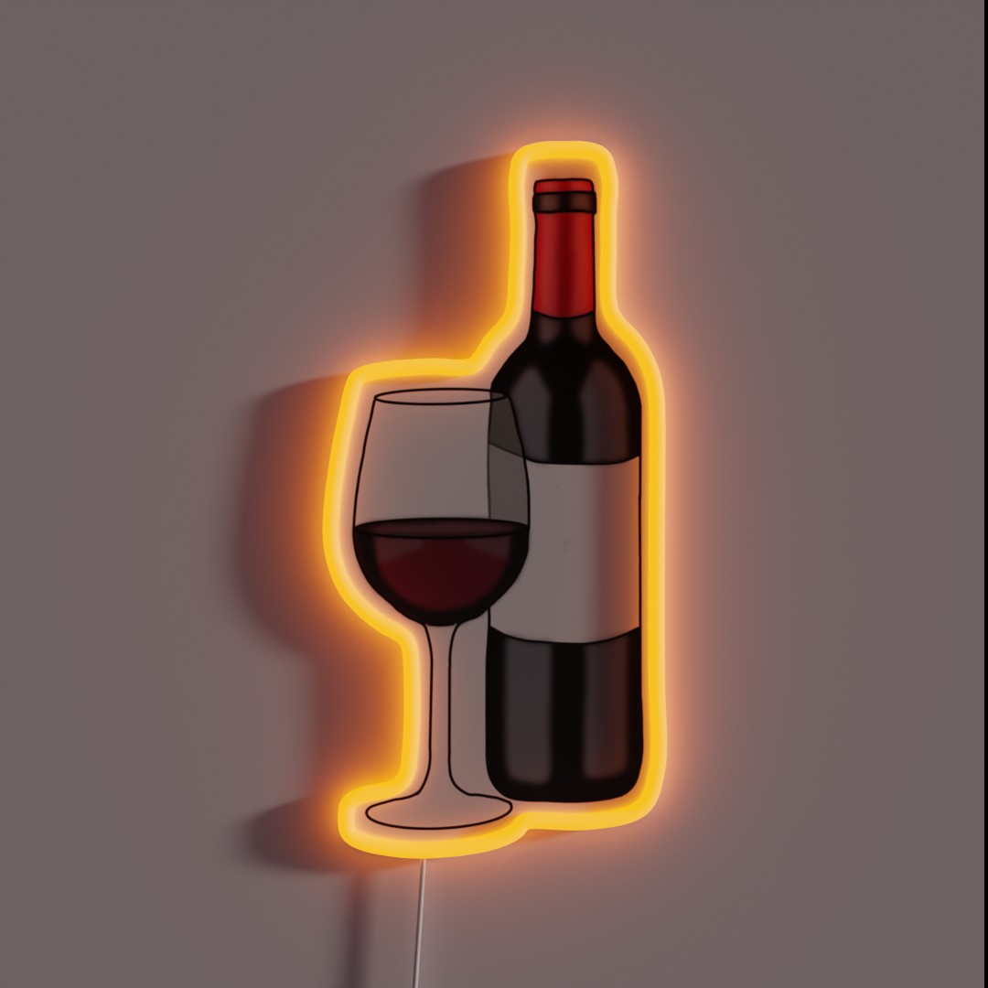 Wine Bottle With Wine Glass RGB Neon Sign Wine Bottle With Wine Glass RGB Neon Sign
