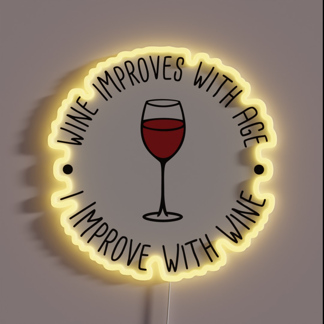 Wine Improves With Age I Improve With Wine RGB Neon Sign Wine Improves With Age I Improve With Wine RGB Neon Sign