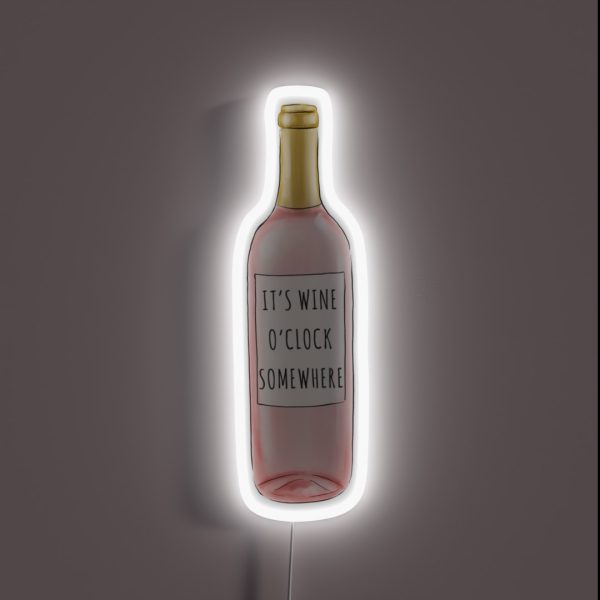 Wine O Clock Somewhere RGB Neon Sign