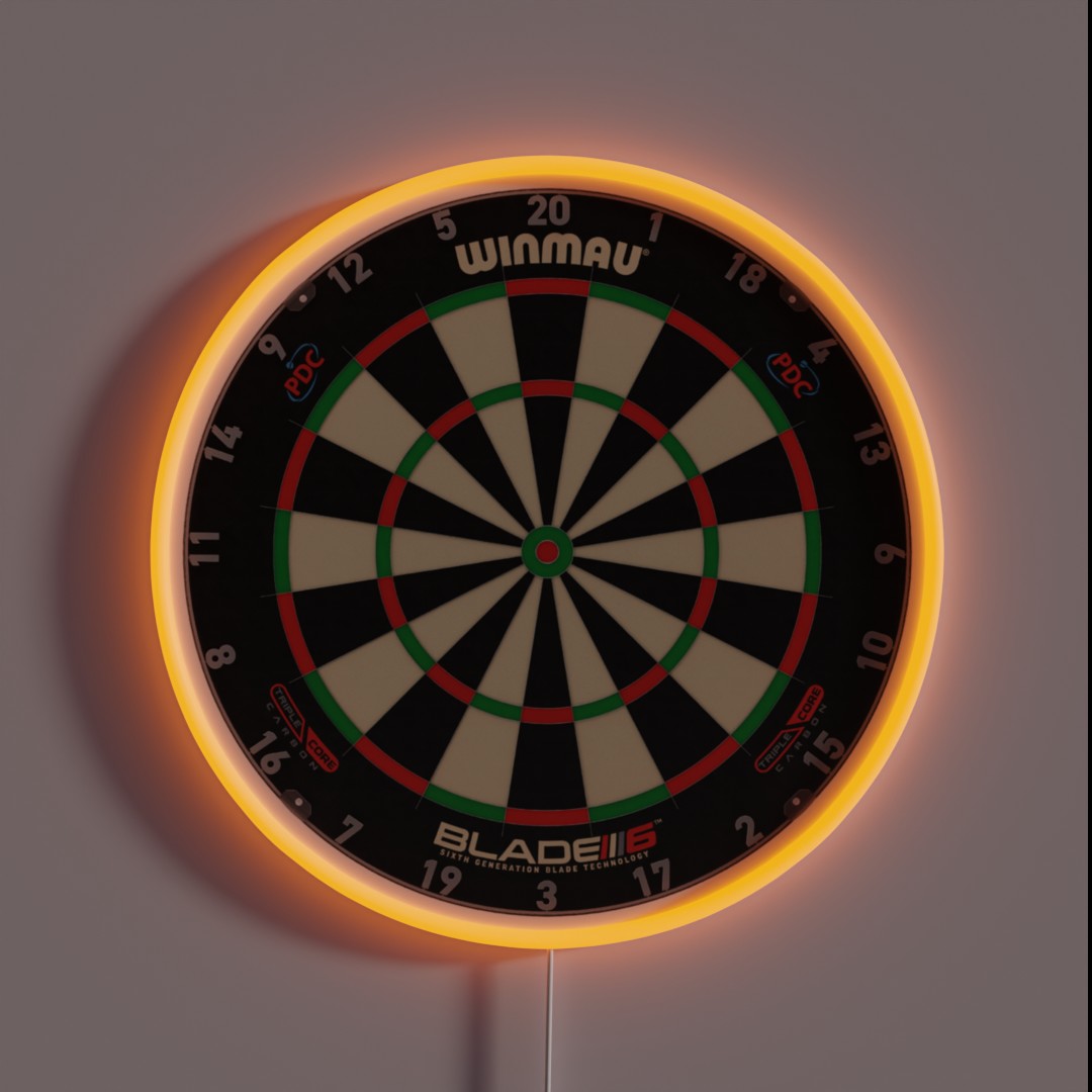 Winmau Blade 6 Triple Core PDC Dartboard RGB Neon Sign Winmau Blade 6 Triple Core PDC Dartboard RGB Neon Sign