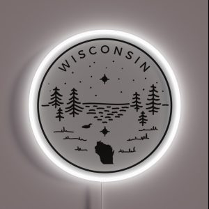 Wisconsin Badge Up North Black RGB Neon Sign