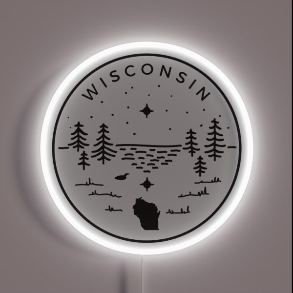 Wisconsin Badge Up North Black RGB Neon Sign