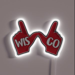 Wisconsin Badgers W Hand RGB Neon Sign Wisconsin Badgers W Hand RGB Neon Sign