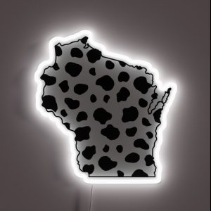Wisconsin Cow Print RGB Neon Sign Wisconsin Cow Print RGB Neon Sign