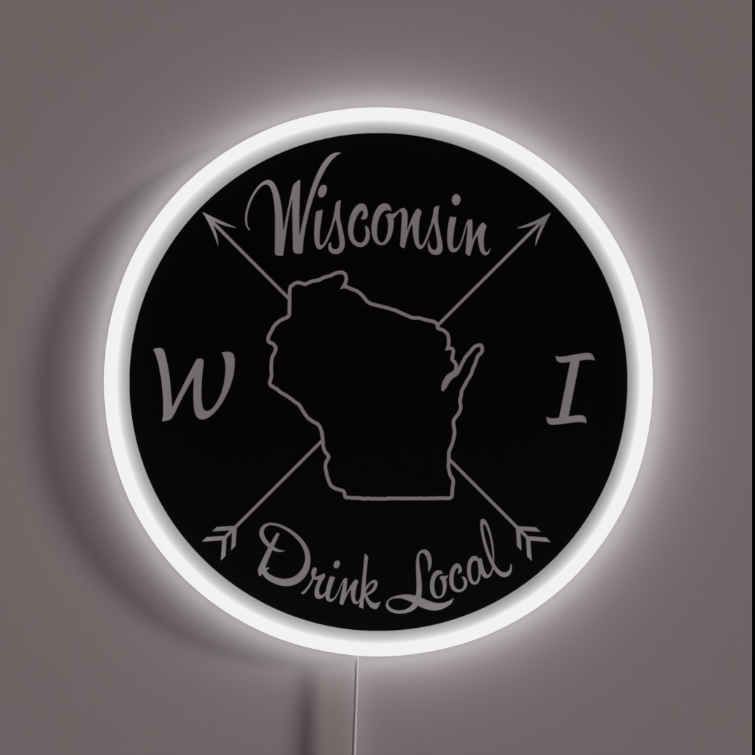 Wisconsin Drink Local WI RGB Neon Sign Wisconsin Drink Local WI RGB Neon Sign