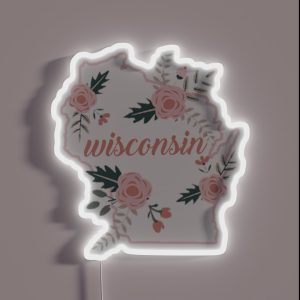Wisconsin Floral State RGB Neon Sign Wisconsin Floral State RGB Neon Sign