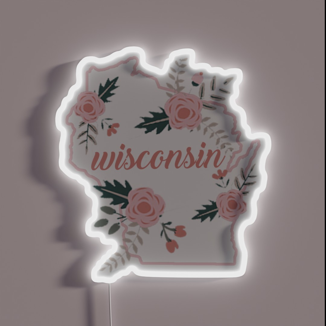 Wisconsin Floral State RGB Neon Sign Wisconsin Floral State RGB Neon Sign