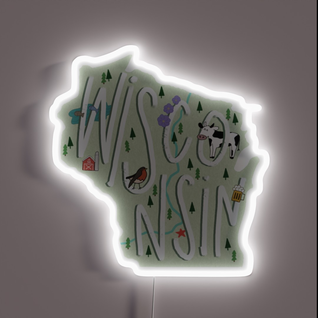 Wisconsin RGB Neon Sign Wisconsin RGB Neon Sign