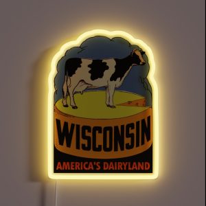 Wisconsin State Vintage Travel Decal RGB Neon Sign