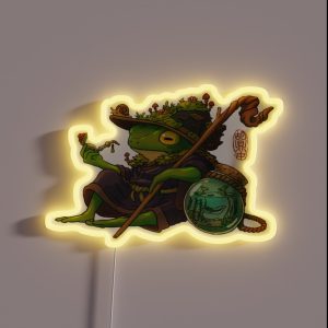 Wise Wizard Frog And His Son Artwork Asian Style RGB Neon Sign