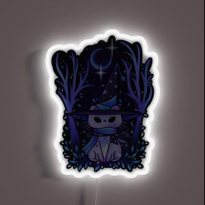 Witchy Cat And Enchanted Forest RGB Neon Sign Witchy Cat And Enchanted Forest RGB Neon Sign