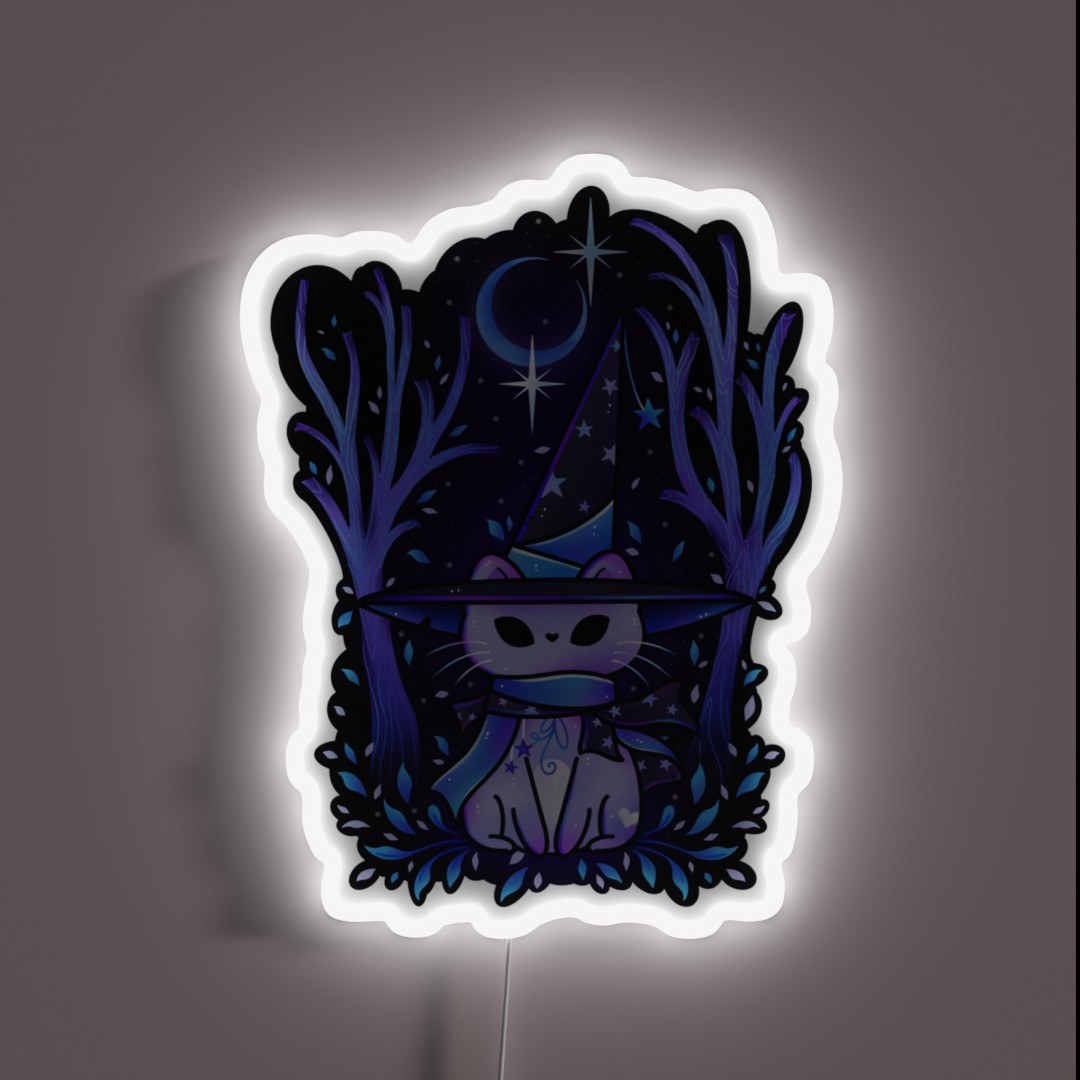 Witchy Cat And Enchanted Forest RGB Neon Sign Witchy Cat And Enchanted Forest RGB Neon Sign
