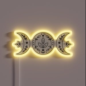 Witchy Floral Triple Goddess Moon Illustration RGB Neon Sign