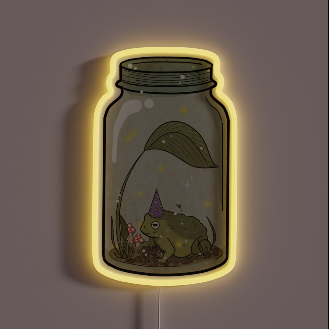 Wizard Frog In Mason Jar RGB Neon Sign Wizard Frog In Mason Jar RGB Neon Sign