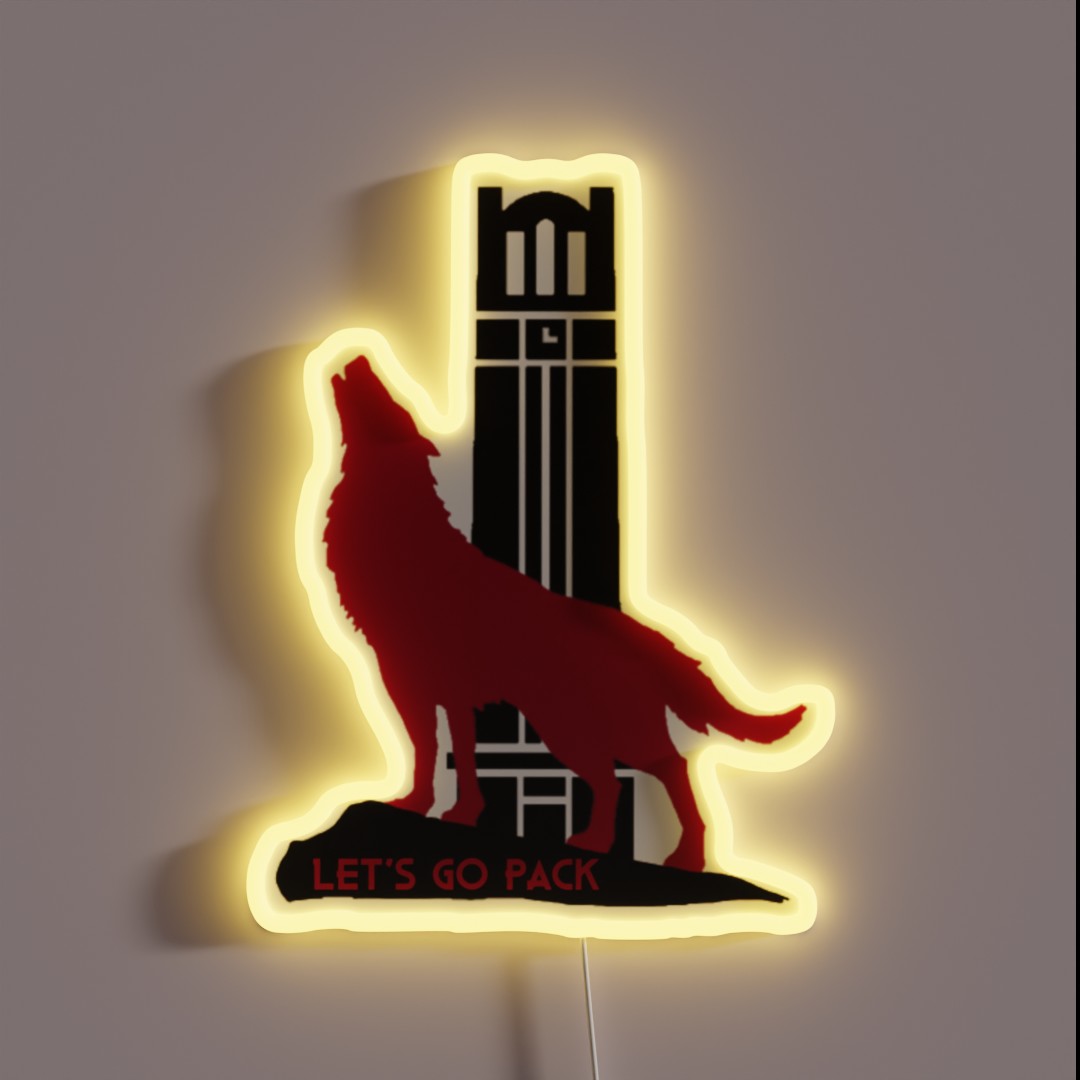Wolf And Bell Tower Let S Go Pack RGB Neon Sign Wolf And Bell Tower Let S Go Pack RGB Neon Sign