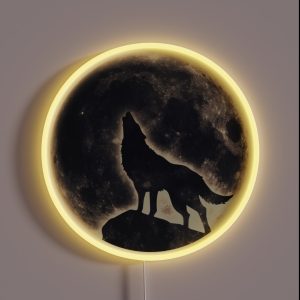 Wolf Moon Fantasy Wild Dog Wolves RGB Neon Sign Wolf Moon Fantasy Wild Dog Wolves RGB Neon Sign